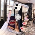 thumbnail image 1 of Compatible with iPhone 12 Makeup Mirror Case Diamond Glitter Rhinestone with Ring Stand Kickstand Cute for Girls Women Protector Cover Bling Crystal Ring Holder Finger Grip Case 6.1 inch Silver, 1 of 12