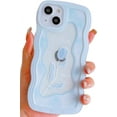 thumbnail image 1 of Compatible with iPhone 12 Mini Case Clear with Floral Design for Women Girls,Aesthetic Cute Wavy Flowers Soft Shockproof Cell Phone Cover for iPhone 12 Mini 5.4 Inch (Tulip/Blue), 1 of 9
