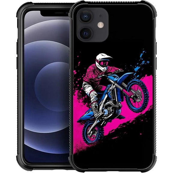 Compatible with iPhone 12 Mini Case, Flexible Shock-Absorbing Silicone TPU and Silicone Non-Slip for iPhone 12 Mini Roar Off Road Motorcycles' Engines Pattern