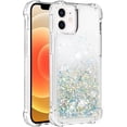 thumbnail image 1 of Compatible with iPhone 12 Mini Case Glitter Liquid Cute Clear Phone Case Floating Quicksand Shockproof Protective Bumper Silicone Soft TPU Case for iPhone 12 Mini 5.4 Inch Love Sliver YB, 1 of 6