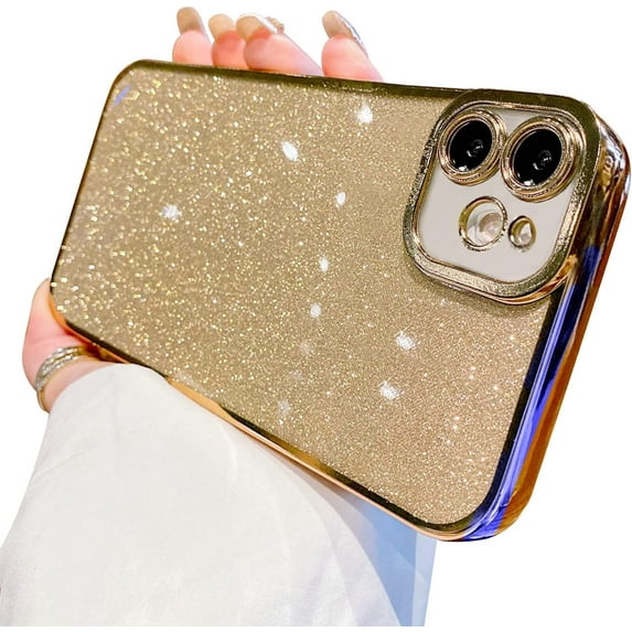 Compatible with iPhone 12 Mini Case Glitter Luxury Cute Flexible Plating Cover Camera Protection Shockproof Phone Case for Women Girl Men Design for iPhone 12 Mini Cover 5.4'' Gold