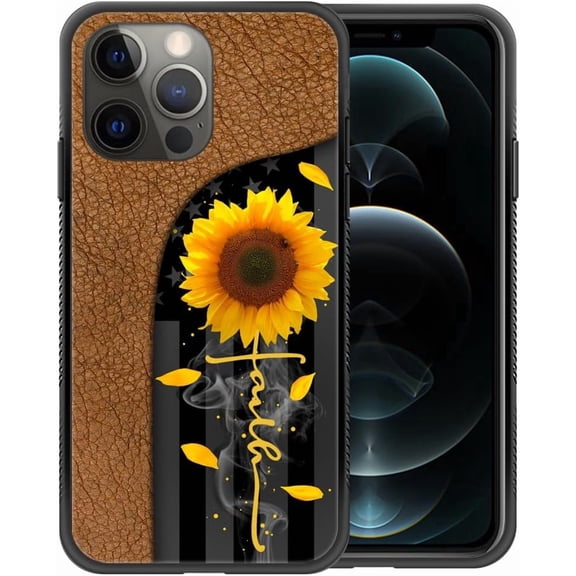 Compatible with iPhone 12 Mini Case,Pattern Design Hard PC Back Cover Non-Slip Soft TPU Protective Case for iPhone 12 Mini for Women 5.4inch-Sunflower Flag