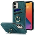 thumbnail image 1 of Compatible with iPhone 12 Mini Case Wallet with Card Holder, 360°Rotation Finger Ring Holder Kickstand Premium PU Leather Soft TPU Anti-Drop Back Phone Cover For iPhone 12 Mini, Blue, 1 of 8
