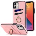 thumbnail image 1 of Compatible with iPhone 12 Mini Case Wallet with Card Holder, 360°Rotation Finger Ring Holder Kickstand Premium PU Leather Soft TPU Anti-Drop Back Phone Cover For iPhone 12 Mini, Pink, 1 of 8
