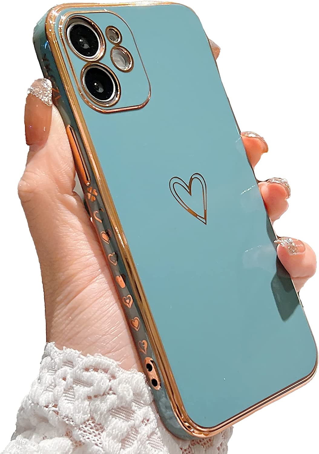 WindamazingStory Compatible with iPhone 12 Mini Case for Women Girl, Luxury Plating Edge Bumper Cute Case with Full Camera Lens Protection Cover for iPhone 12 Mini 5.4