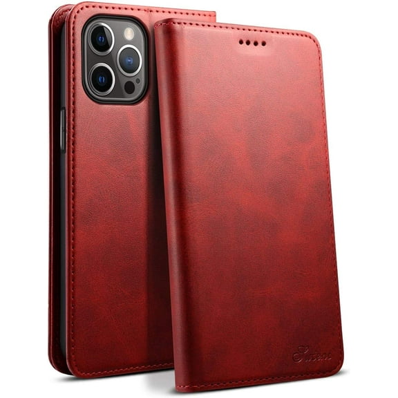 Compatible with iPhone 12 Mini Case, iPhone 12 Mini Wallet Case with Card Holder, Leather Book Folding Folio Case with Kickstand Magnetic Closure flip Cover for iPhone 12 Mini 5.4 inch Red