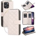 thumbnail image 1 of Compatible for iPhone 12 Pro / 12 6.1" Wallet Case, Crossbody Strap PU Leather Folio Phone Cover, Zipper Handbag Purse with Card Holder Lanyard Flip Stand for iPhone 12 Pro / 12 6.1", Beige, 1 of 7
