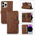 thumbnail image 1 of Compatible with iPhone 12 Pro / 12 6.1" Wallet Case,RFID Blocking PU Leather Folio Magnetic Closure Protective Cover with Wrist Strap Outer Slide Credit Card Holder Kickstand Men Women,Coffee, 1 of 11