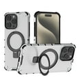 thumbnail image 1 of Compatible with iPhone 12 Pro / 12 Case, Slim Soft TPU Hard PC Phone Cases Fit for iPhone 12 Pro / 12 Compatible with MagSafe Magnetic Function Rotating Ring Kickstand Stand Matte Case, Clear, 1 of 11