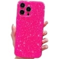 thumbnail image 1 of Compatible with iPhone 12 Pro Case 6.1 inch, Cute Neon Bright Color,Glitter Bling Thin Slim Shockproof Silicone Sparkly Case, Soft TPU Phone Case for Women Girl-Hot Pink, 1 of 12