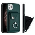 thumbnail image 1 of Compatible for iPhone 12 Pro Case with Card Holder, for iPhone 12 Pro Wallet Case for Women Men with Rotation Finger Ring Stand, Accordion Style PU Leather Shockproof Protection Case, Green, 1 of 6