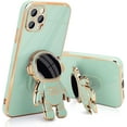 thumbnail image 1 of Compatible with iPhone 12 Pro Case Cute, 3D Astronaut Stand Shockproof Camera Protection Space Kickstand Soft Plating Cover for Apple iPhone 12 Pro Phone Case Green, 1 of 12
