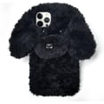 thumbnail image 1 of Compatible with iPhone 12 Pro Case Cute Plush Furry Dog Phone Case for Women Girls Girly 3D Cartoon Kawaii Case Soft TPU Shockproof Protective Cover Black, 1 of 12