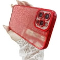 thumbnail image 1 of Compatible with iPhone 12 Pro Case Glitter Luxury Cute Clear Flexible Plating Cover Camera Protection Shockproof Phone Case for Women Girl Men Design for iPhone 12 Pro 6.1'' Red, 1 of 13