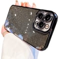 thumbnail image 1 of Compatible with iPhone 12 Pro Case Glitter Luxury Cute Flexible Plating Cover Camera Protection Shockproof Phone Case for Women Girl Men Design for iPhone 12 Pro 6.1'' Black, 1 of 14