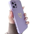 thumbnail image 1 of Compatible with iPhone 12 Pro Case for Women, Bronzing Luxury Heart Phone Case Cute Side Pattern Soft TPU Shockproof Full Camera Lens Protective Cover for iPhone 12 Pro 6.1 Inch - Purple, 1 of 14
