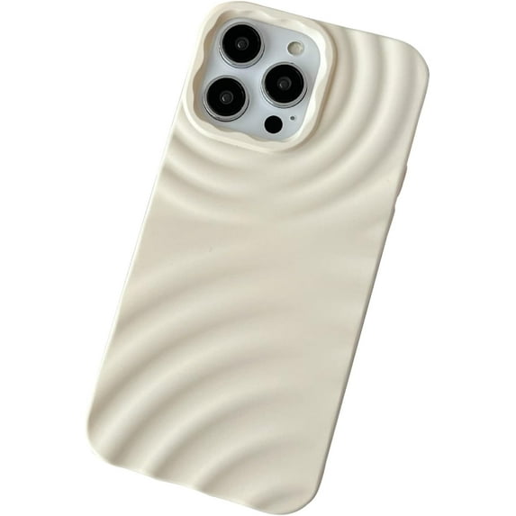 Compatible with iPhone 12 Pro Case for Women/Girls, Cute Minimalist Premium Frosted Solid Color Water Ripple Wave Anti-Scratch Shockproof Case for iPhone 12 Pro, White