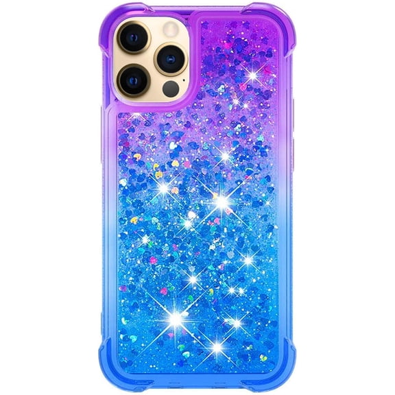 Compatible with iPhone 12 Pro Case and iPhone 12 Case Liquid Silicone TPU Bling Clear Glitter Sparkle Cute Slim Heavy Duty Protective Shockproof Case for iPhone 12/12 Pro 6.1"