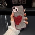 thumbnail image 1 of Compatible with iPhone 12 Pro Max Bling Case, Glitter Full Diamond Rhinestone Sparkle Loving Heart Case for Women Girls Girly Aesthetic Luxury Shiny Crystal Slim Soft Bumper Phone Cover, C, 1 of 6
