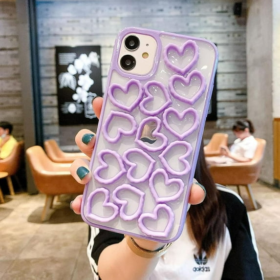 Compatible with iPhone 12 Pro Max Bling Case Women Girls 3D Glitter Lovely Heart Sparkle Bling Case Clear Cute Shiny Sequin Flexible Durable Slim TPU Cases Protective Cover Case, 6.7 Inch