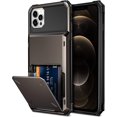 thumbnail image 1 of Compatible with iPhone 12 Pro Max Case 5G Wallet 4-Card Slot Credit Card Holder Flip Hidden Pocket Dual Layer Hybrid TPU Bumper Armor Protective Hard Shell Back Cover Gun Metal, 1 of 12