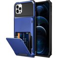 thumbnail image 1 of Compatible with iPhone 12 Pro Max Case 5G Wallet 4-Card Slot Credit Card Holder Flip Hidden Pocket Dual Layer Hybrid TPU Bumper Armor Protective Hard Shell Back Cover Navy, 1 of 12