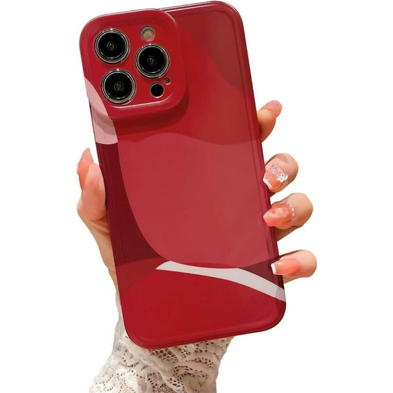 Compatible with iPhone 12 Pro Max Case 6.7 Inch, Cute Aesthetic Pattern Camera Lens Protective Soft Shockproof Phone Case for iPhone 12 Pro Max for Women Girl Red