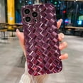 thumbnail image 1 of Compatible with iPhone 12 Pro Max Case-6.7 Inch, Fashion 3D Woven Pattern Plating Phone Case, Grid Printed case for Women Girls Soft Silicone Shockproof Camera Protective Back Cover-Purple, 1 of 15