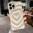 thumbnail image 1 of Compatible with iPhone 12 Pro Max Case 6.7 Inch, Luxury 3D Design Heart Electroplated Water Ripple Case for Women Girls Soft Silicone Shockproof Camera Protective Back Cover-White, 1 of 13