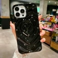 thumbnail image 1 of Compatible with iPhone 12 Pro Max Case 6.7 Inch, Luxury 3D Design Heart Electroplated Water Ripple Case for Women Girls Soft Silicone Shockproof Camera Protective Back Cover-Black, 1 of 11
