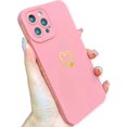 thumbnail image 1 of Compatible with iPhone 12 Pro Max Case 6.7", Slim Soft Silicone Cute Plated Heart Pattern Full Camera Protection Shockproof Phone Case for Women Girls (Pink), 1 of 13