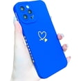 thumbnail image 1 of Compatible with iPhone 12 Pro Max Case 6.7", Slim Soft Silicone Cute Plated Heart Pattern Full Camera Protection Shockproof Phone Case for Women Girls (Royal Blue), 1 of 12