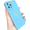 thumbnail image 1 of Compatible with iPhone 12 Pro Max Case 6.7", Slim Soft Silicone Cute Plated Heart Pattern Full Camera Protection Shockproof Phone Case for Women Girls (Sky Blue), 1 of 12