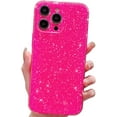 thumbnail image 1 of Compatible with iPhone 12 Pro Max Case 6.7 inch, Cute Neon Bright Color,Glitter Bling Thin Slim Shockproof Silicone Sparkly Case, Soft TPU Phone Case for Women Girl-Hot Pink, 1 of 6