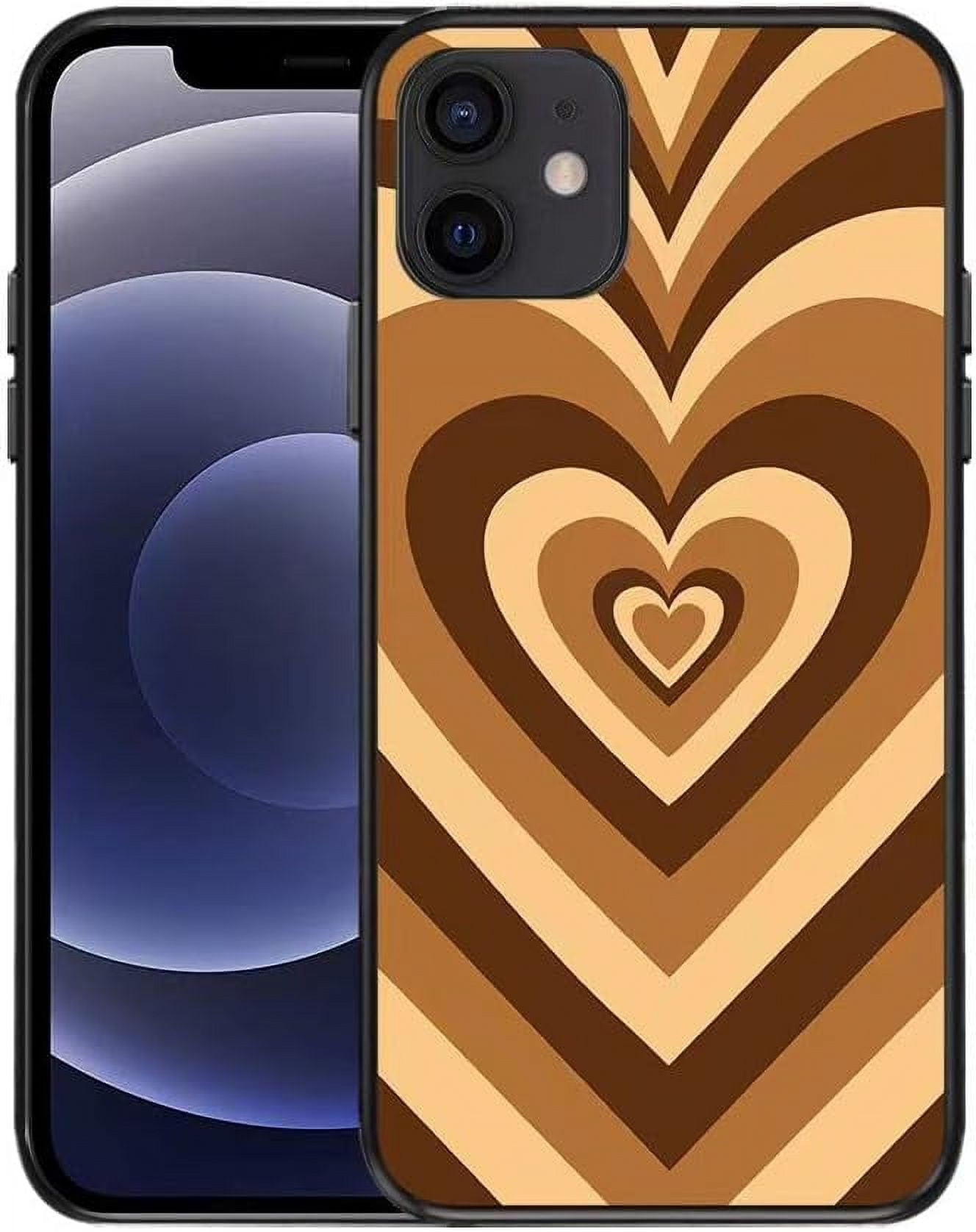 Compatible with iPhone 12 Pro Max Case Brown Heart Print Cute