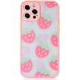 thumbnail image 1 of Compatible with iPhone 12 Pro Max Case for Clear Flowers Pattern Frosted PC Back Woman and Soft TPU Bumper Protective Silicone Slim Shockproof Case for iPhone 12 Pro Max (Strawberry), 1 of 14