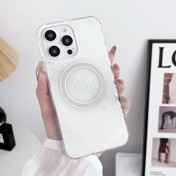Compatible with iPhone 12 Pro Max Case Compatible with MagSafe, Transparent Marble White Glitter Point Case, Shockproof Protection Phone Case for Women Girls for iPhone 12 Pro Max - Clear