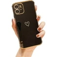 thumbnail image 1 of Compatible with iPhone 12 Pro Max Case, Cut Cartoon Soft Silicone Love Heart Pattern Slim Protective Shockproof Girls Women Case Cover for iPhone 12 Pro Max -Black, 1 of 13