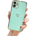 thumbnail image 1 of Compatible with iPhone 12 Pro Max Case, Cut Cartoon Soft Silicone Love Heart Pattern Slim Protective Shockproof Girls Women Case Cover for iPhone 12 Pro Max -Mint, 1 of 13