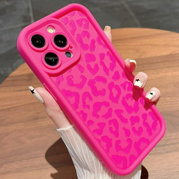 Compatible with iPhone 12 Pro Max Case,Cute Cheetah Print Pattern Design,Soft TPU Slim Girly Leopard Phone Case Bumper Shockproof Protective Cover for Women Girls 6.7inch-Hot Pink