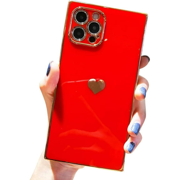 Compatible with iPhone 12 Pro Max Case,  Cute Luxury Electroplate Edge Bumper Case, Full Camera Protection & Shockproof Reinforced Corners Slim Cover Case [6.7 inches] -Candy Red