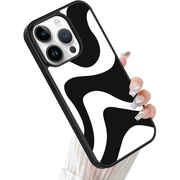 Compatible iPhone 12 Pro Max Case Cute Pattern Black and White Waves Zebra Print + Tire Shockproof Cover, Designed for iPhone 12 Pro Max Case Anti-Skid for Girls Women