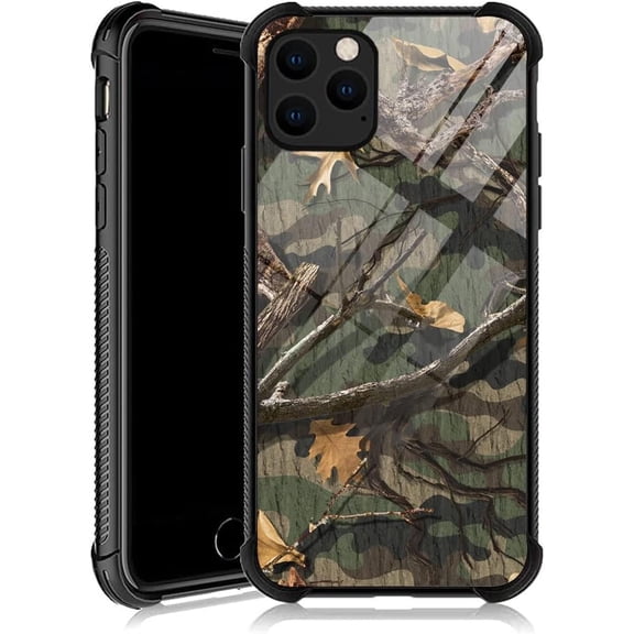 Compatible with iPhone 12 Pro Max Case,Design Pattern Back Bumper Anti Scratch Reinforced Corners Soft TPU Caver, Cases for Men Women-Green Jungle Camouflage Tree