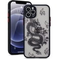 thumbnail image 1 of Compatible with iPhone 12 Pro Max Case Fashion Cool Dragon Animal 3D Pattern Design Frosted PC Back Soft TPU Bumper Shockproof Protective Case Cover for iPhone 12 Pro Max, Black, 1 of 7