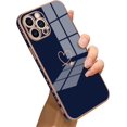thumbnail image 1 of Compatible with iPhone 12 Pro Max Case Heart Cute Pattern Plating Electroplate Luxury Elegant Case Camera Protector Soft TPU Shockproof Protective Back Cover iPhone 12 Pro Max Case -Blue, 1 of 11