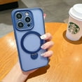 thumbnail image 1 of Compatible with iPhone 12 Pro Max Case with Invisible Magnetic O-Ring Stand, Military-Grade Translucent Case for iPhone 12 Pro Max [Compatible with Mag-Safe] [Great Grip Feeling], Darkblue, 1 of 9
