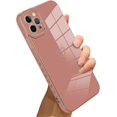 thumbnail image 1 of Compatible with iPhone 12 Pro Max Case Love Heart Plating Electroplate Luxury Elegant Case Camera Protector Soft TPU Shockproof Protective Corner Back Cover iPhone 12 Pro Max Case -Pink, 1 of 12