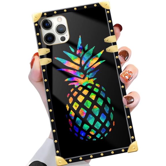 Compatible with iPhone 12 Pro Max Case, Luxury Soft TPU & Hard PC Back for Girls Women, Shockproof Protective Phone Cover for iPhone 12 Pro Max, Pineapple