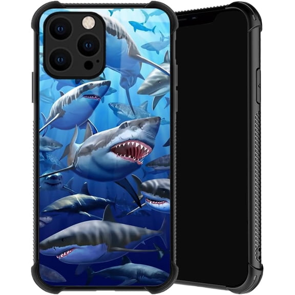 Compatible with iPhone 12 Pro Max Case, Shark Clan Phone Cover for Men/Women, Soft TPU Anti-Skid Thread and Four Corner Anti-Collision Protection Case Compatible with iPhone 12 Pro Max