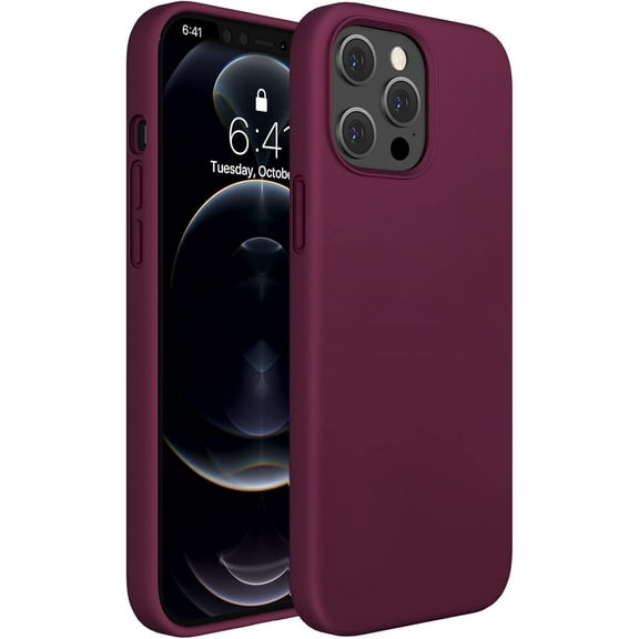 Compatible with iPhone 12 Pro Max Case , [Soft Anti-Scratch Microfiber Lining], Liquid Silicone Case Gel Rubber Shockproof Drop Protection Case(Wine Red)